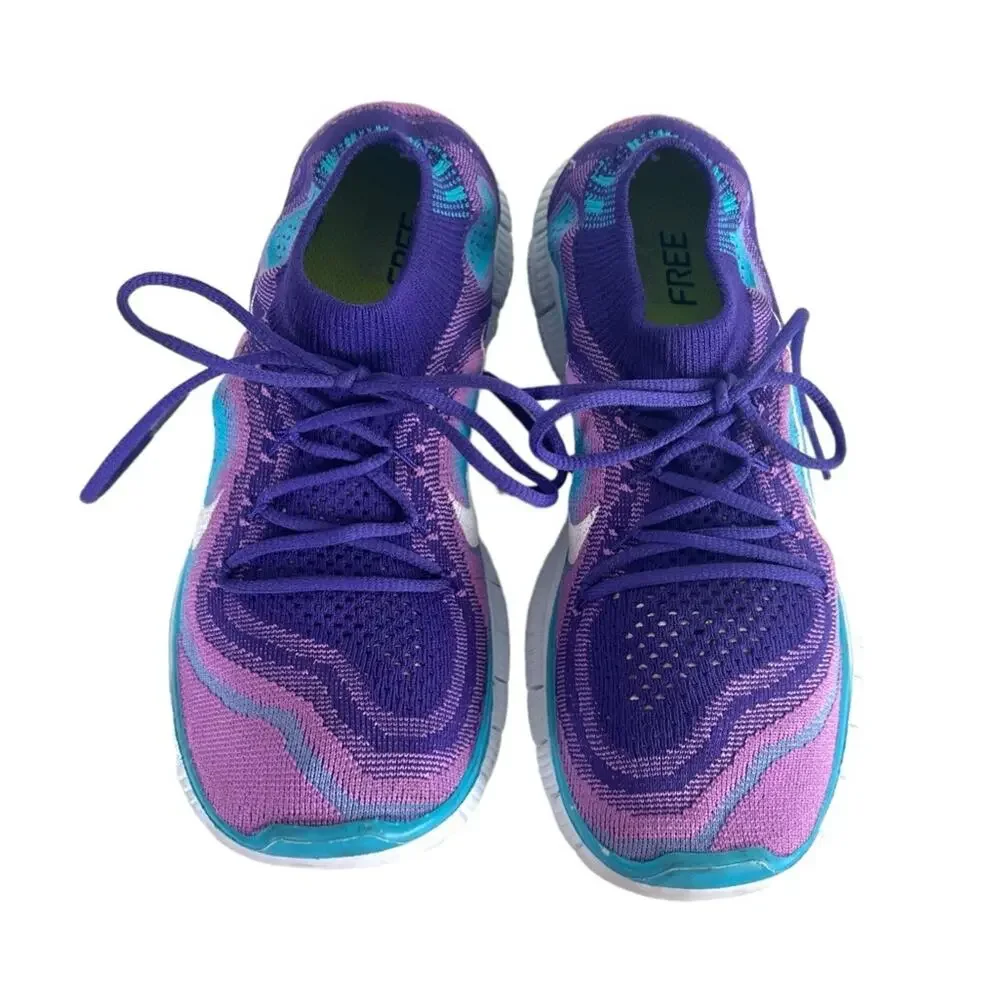 Nike Free Women’s Sneakers Running Teal Purple Pink Stretch Fabric Size 7.5